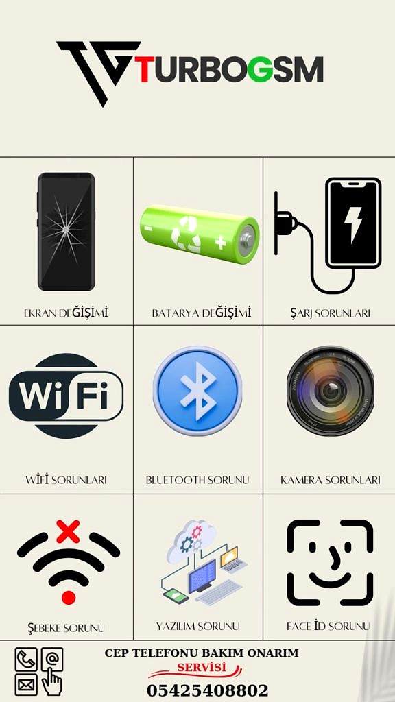 Antalya’da cep telefonlarında Wi-Fi, Bluetooth, kamera, şarj, batarya ve yazılım arızaları görseli